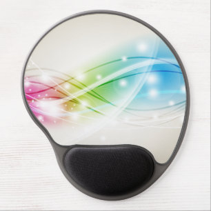 Colorful Waves Beige Background Gel Mousepad