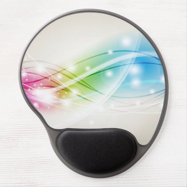 Colorful Waves Beige Background Gel Mousepad (Front)