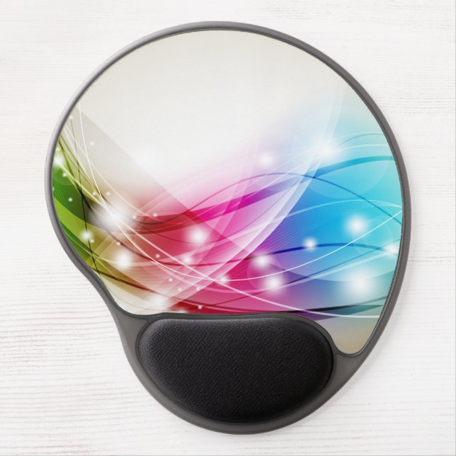 Colorful Waves Beige Background Gel Mousepad (Front)