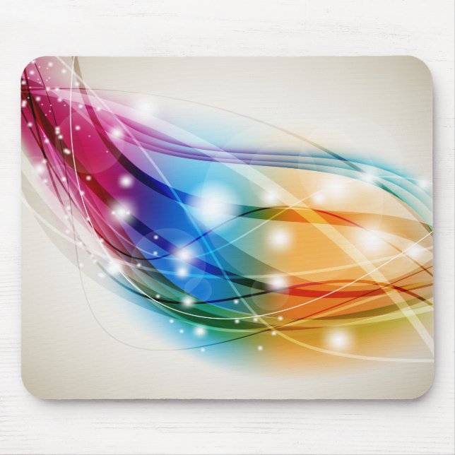 Colorful Waves Beige Background Mousepad (Front)