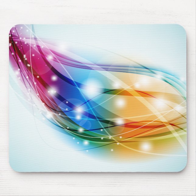 Colorful Waves Blue Background Mousepad (Front)