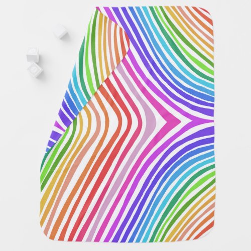 Colorful Waves Curves Stripes CUSTOMIZABLE Baby Blanket