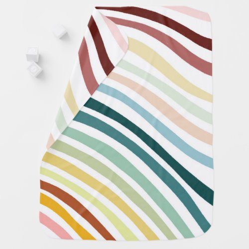 Colorful Waves Curves Stripes CUSTOMIZABLE Baby Blanket