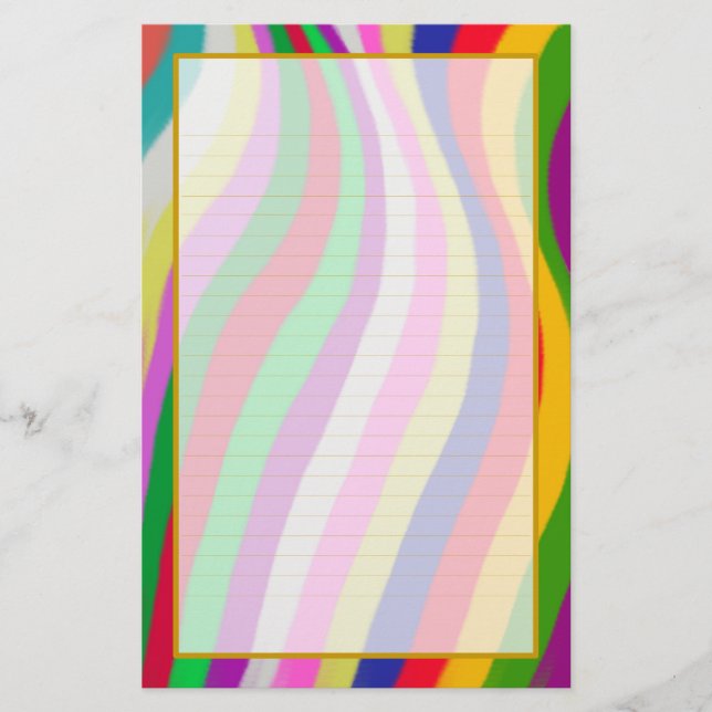 Colorful Waves Fine Lined Stationery (Front)