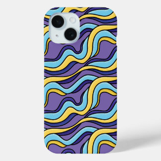 Colorful Waves Funky Retro Modern Pattern iPhone 15 Case