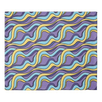 Colorful Waves Funky Retro Modern Pattern Duvet Cover by borianag at Zazzle