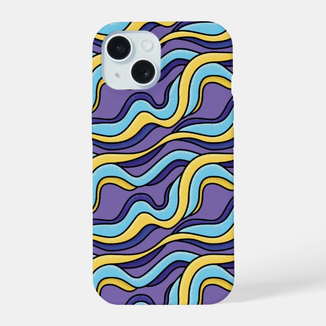 Colorful Waves Funky Retro Modern Pattern Iphone Case (Back)