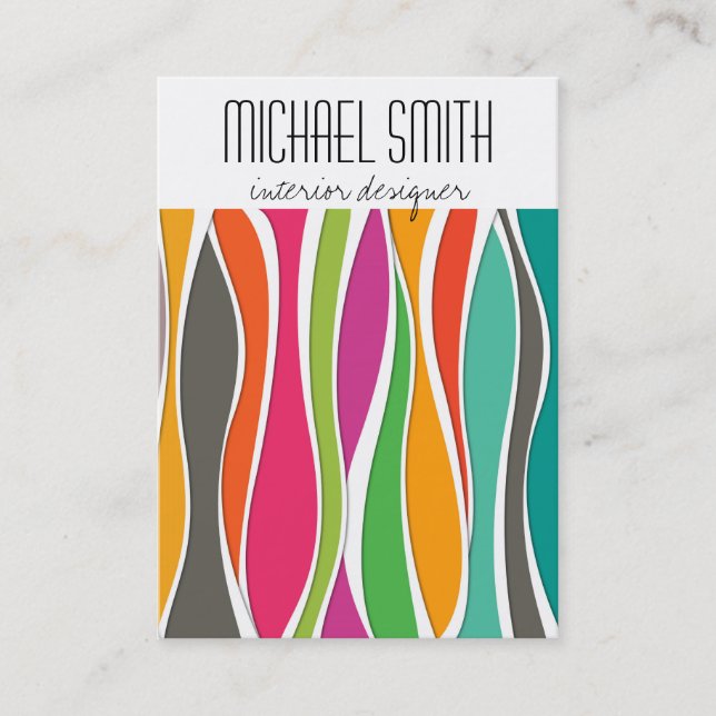 Colorful waves Interior Designer Business Card (Front)