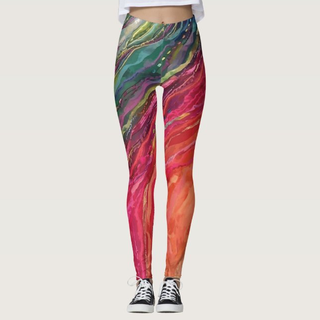Colorful Waves Leggings (Front)