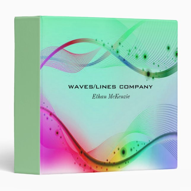 Colorful Waves Lines 3 Ring Binder (Front/Spine)