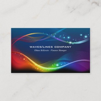Colorful Waves Lines Business Card by graphicdesign at Zazzle