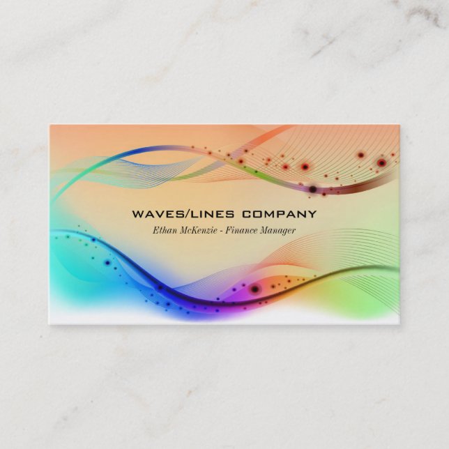 Colorful Waves Lines Business Card (Front)