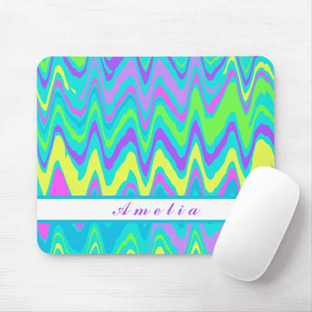 Colorful Waves Mouse Pad (With Mouse)