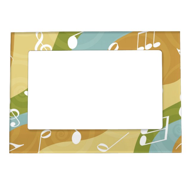 Colorful Waves of Music Notes Magnetic Picture Frame (Front)