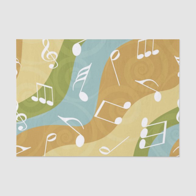 Colorful waves of Music Notes Tissue Paper (Front)