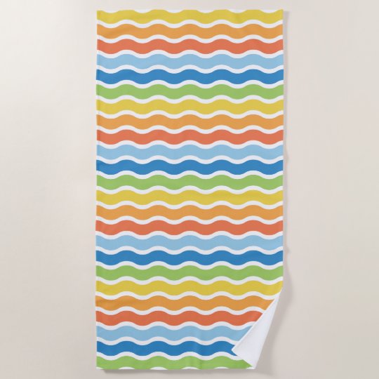 colorful waves beach towel