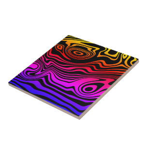 Colorful Waves Pattern Ceramic Tile - Choose Color