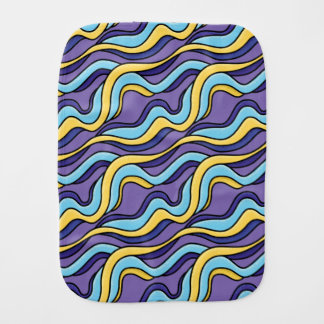 Colorful Waves Pattern Funky Retro Modern Abstract Baby Burp Cloth