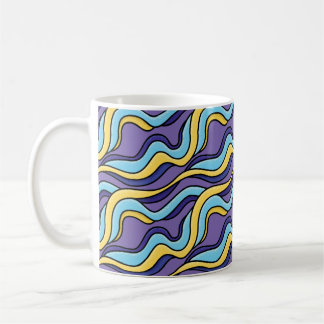 Colorful Waves Pattern Funky Retro Modern Abstract Coffee Mug