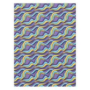 Colorful Waves Pattern Funky Retro Modern Abstract Tablecloth