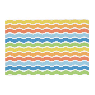 Colorful Waves Pattern Laminated Placemat