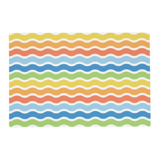 colorful waves laminated placemat