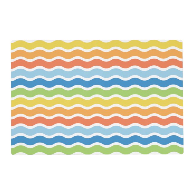 Colorful Waves Pattern Laminated Placemat (Front)