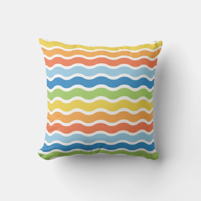 Colorful Waves Pattern Pillow (Front)