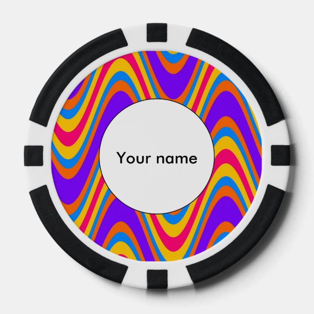 Colorful waves pattern poker chips (Front)