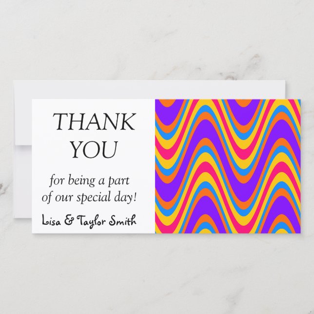 Colorful waves pattern thank you card (Front)