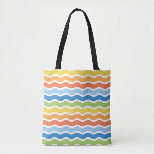 colorful waves tote bag