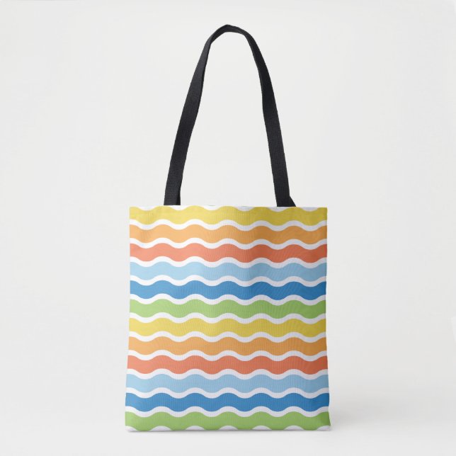 Colorful Waves Pattern Tote Bag (Front)