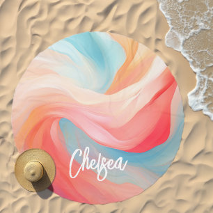 Colorful Waves Personalized Beach Towel