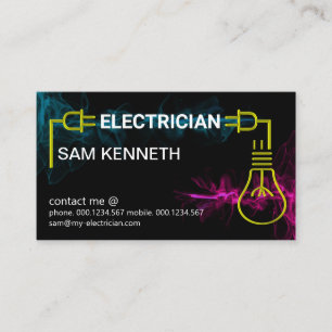 Colorful Waves Power Plug Light Bulb Electrician Business Card
