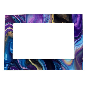 Colorful Waves Purple Blue Magnetic Frame