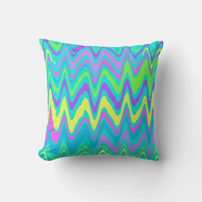 Colorful Waves Throw Pillow (Front)
