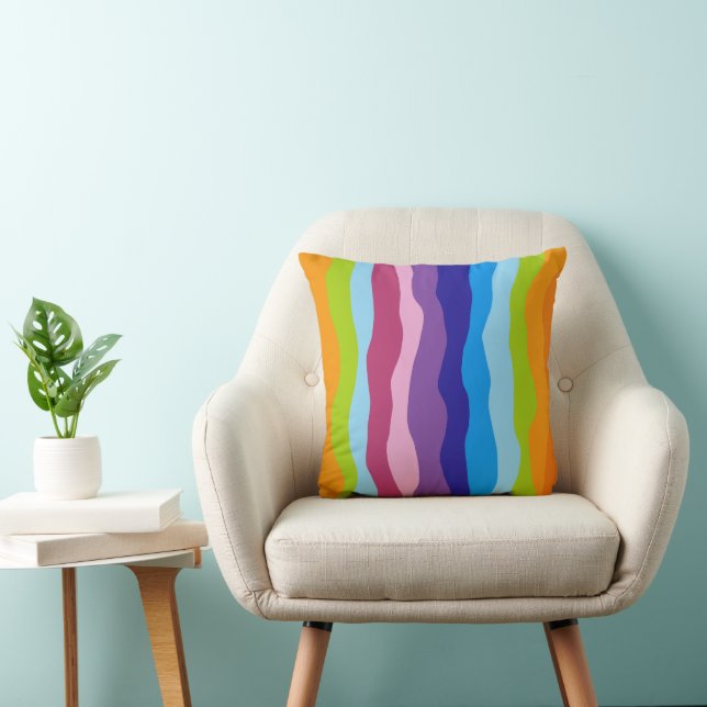 Colorful Waves Throw Pillow (Chair)