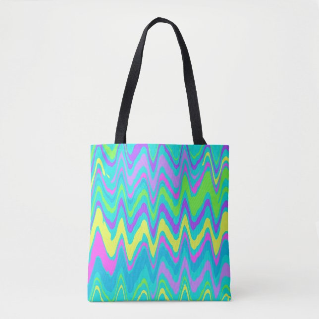 Colorful Waves Tote Bag (Front)