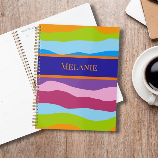 Colorful Waves with Name Planner (colorful planner / appointment book)