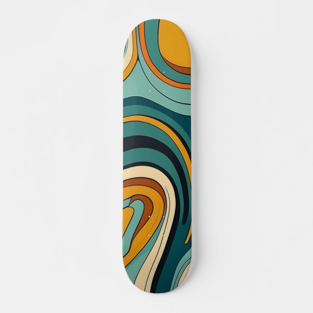 Colorful Wavy Abstract Skateboard Design (Front)