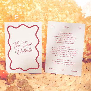 Colorful Wavy Frame Retro Funky Wedding Details Enclosure Card
