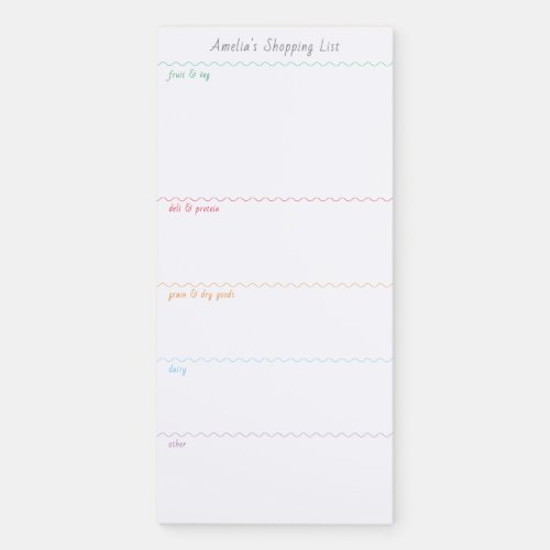 Colorful Wavy Line Grocery Shopping List Magnetic Notepad