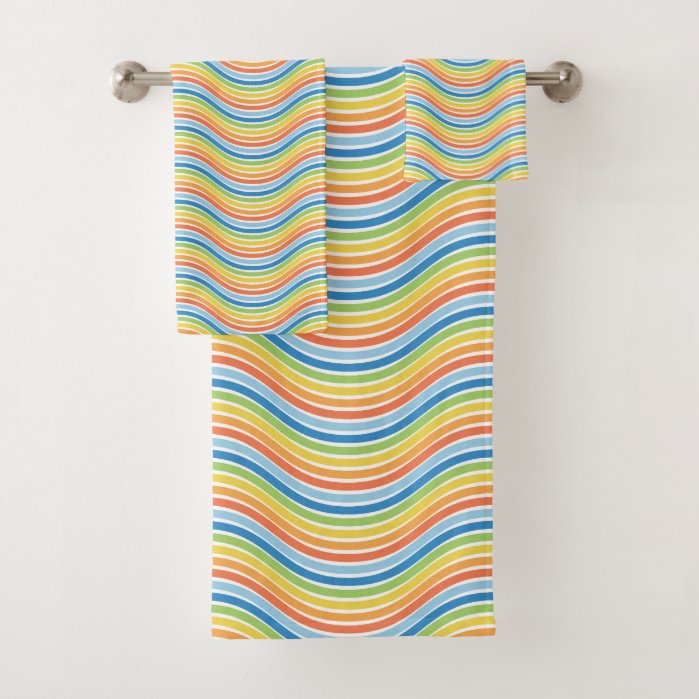 Colorful Wavy Lines Bath Towel Set