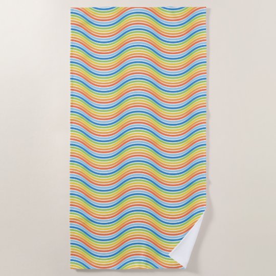 colorful wavy lines beach towel