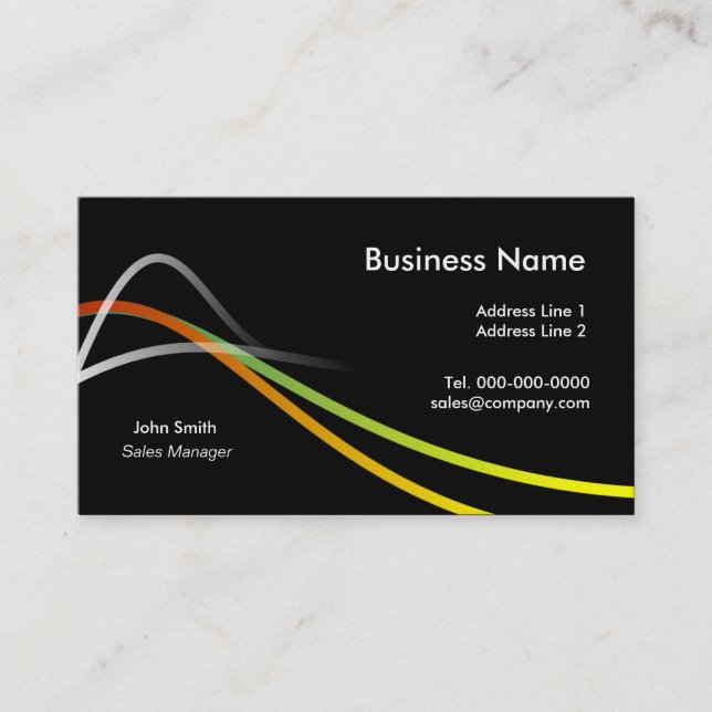 Colorful Wavy LInes Business Cards (Front)