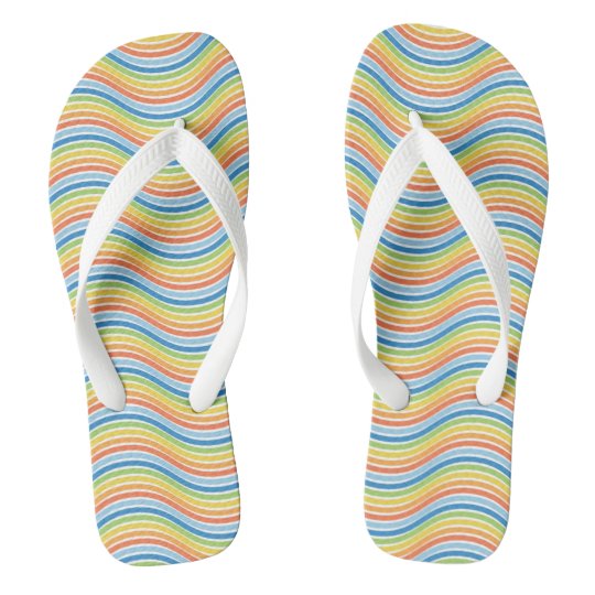 colorful wavy lines flip flops