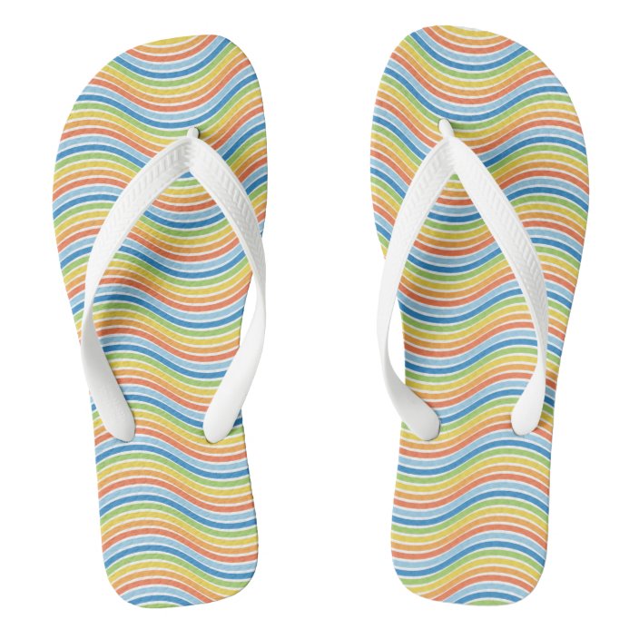 Colorful Wavy Lines Flip Flops | Zazzle.com