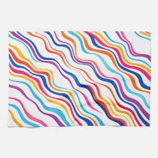 Colorful Wavy Lines Pattern – Modern Abstract Seam Kitchen Towel