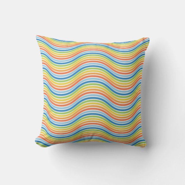 Colorful Wavy Lines Pillow (Front)
