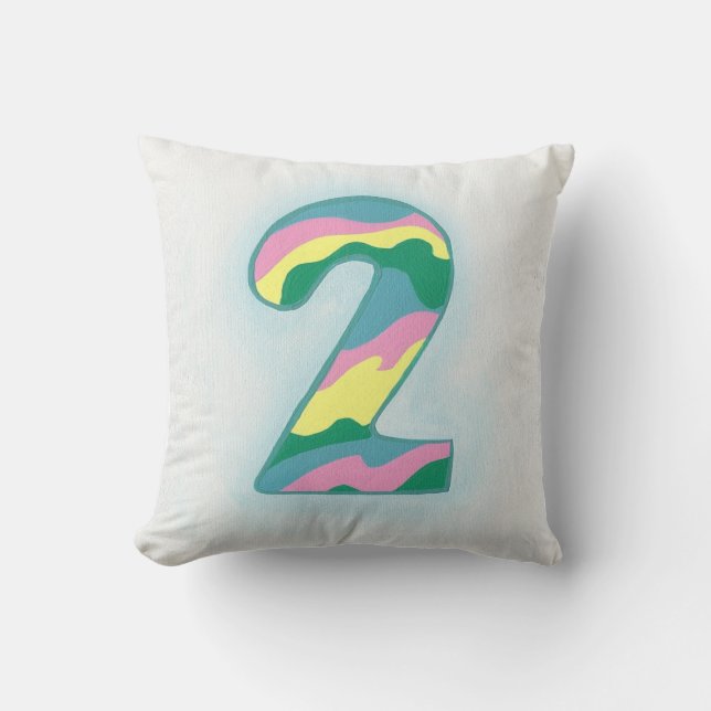 Colorful Wavy Number Two Pillows (Front)